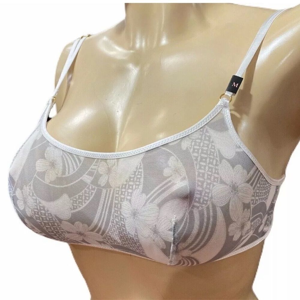 Victoria’s Secret Sexy Sheer Mesh Scoop Neck Unlined Bralette Bra gray - Picture 6 of 11